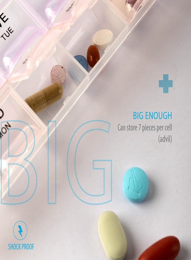 Deke Home - Pill Organizer 4 Times a Day (2 Pack), Weekly Medicine Box with Morning, Noon, Evening, Bed Compartments, Translucent, Easy-to-Open Pill Case, 7-Day Travel Medication Organizer for Vitamin - Image 5